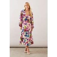 Petite Floral Viscose Wrap Dress