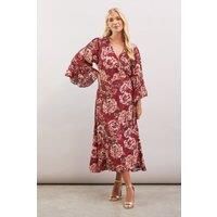 Petite Floral Print Viscose Wrap Dress