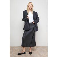 Oasis Women's Bias Cut Satin Midi Skirt in Black | Size: 10