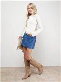 OASIS Studded Trim Denim Mini Skirt 8