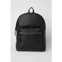 Black Grain Faux Leather Commuter Backpack