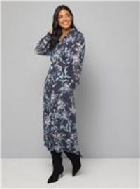 Wallis Women's Floral Mesh Dress in Black | Size: 14