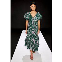Runway 1.8.1.8 Green Midi Dress Womens Daywear Dresses