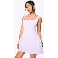 Womens Square Neck Full Skirt Mini Dress