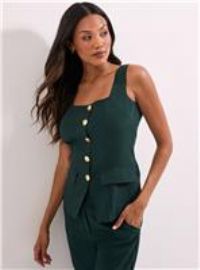 Dorothy Perkins Dark Green Waistcoat Womens Daywear Jackets & Coats