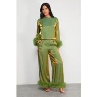 Warehouse Green Trousers Womens Occasion Trousers