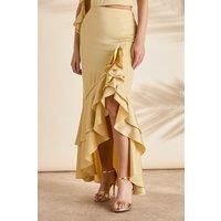 Coast Yellow Satin Skirt Womens Occasion Skirts