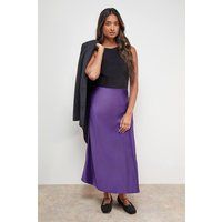 Oasis Women's Bias Cut Satin Midi Skirt in Mulberry | Size: 8