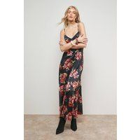 Oasis Women's Strappy Floral Maxi Dress in Black | Size: 6