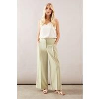 Petite Wide Leg Pleat Detail Trouser