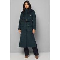 Button Down Military Belted Collar Coat