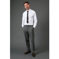 Mens Charcoal Tweed Look Slim Fit Suit Trousers - 34R