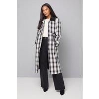 Check Contrast Collar Trench Coat