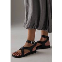 Womens Faith: Mannie Faux Leather Toe Loop Footbed Sandals