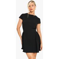 Boohoo Black Textured Volume Skirt Mini Dress Size 16