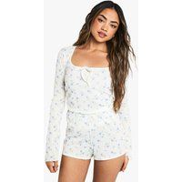 Womens Ditsy Print Rib Flippy Shorts