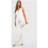 Womens Linen Look Column Fitted Maxi Skirt