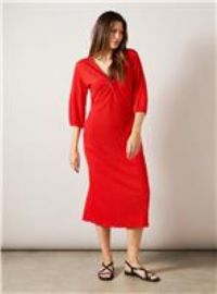 Womens Red Jersey Twist Front Midaxi Dress