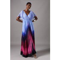 Short Sleeve Ombre Print Maxi Dress