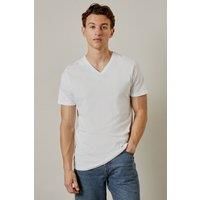 Mens White Plain V Neck T-Shirt - Xl