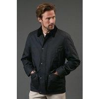 Navy Coated Cord Collar Walking Jacket