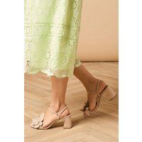 Floravelle Faux Suede Corsage Detail High Block Heel Sandals