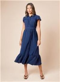 Dorothy Perkins Navy Midi Dress Womens Casual Dresses