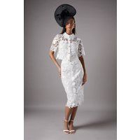 Lace Pearl Button Pencil Skirt