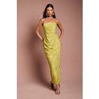 Coast Women's Jacquard Satin Midaxi Dress With Wrap Skirt in Olive | Size: 8