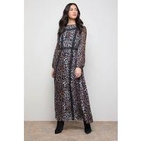 Oasis Women's Printed Lace Trim Balloon Sleeve Midi Smock Dress | Size: 10