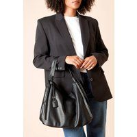 Womens Stockholm Faux Leather Slouch Shoulder Bag With Crossbody Strap