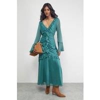 Warehouse Dark Green Dress Womens Occasion Dresses