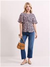 DOROTHY PERKINS Pink Floral Twist Front Angel Sleeve Top 18