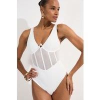 Tall Panelled Mesh Cup Detail Swimsuit