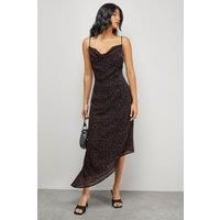 Spot Devore Cowl Neck Maxi Dress