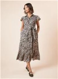 Dorothy Perkins Leopard Midi Dress Womens Casual Dresses