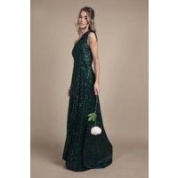 Coast Women's Teen Sequin Bow One Shoulder Maxi Bridesmaid Dress in Emerald | Size: 14-15 Years