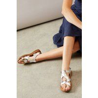 Womens Good For The Sole: Grace Faux Leather T-bar Flexi Comfort Low Wedge Sandals