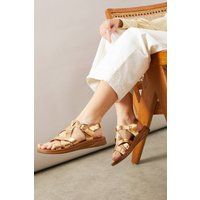 Womens Good For The Sole: Grace Faux Leather T-bar Flexi Comfort Low Wedge Sandals