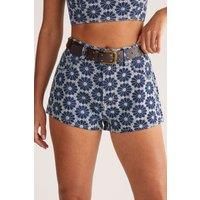 Floral Embroidered Denim Short