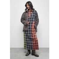 Mixed Panelled Check Oversized Midi T-Shirt Dress