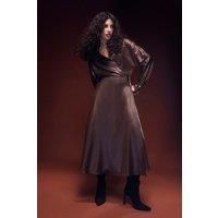 Wallis Chocolate Wrap Dress Womens Daywear Dresses