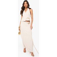 Womens Gold Buckle Tie Detail Maxi Skirt