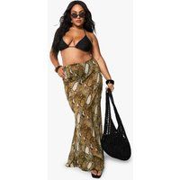 Womens Plus Beachwear Essentials Snake Print Maxi Skirt