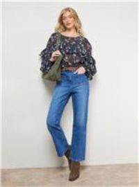 OASIS Printed Ruffle Yoke Balloon Sleeve Boho Blouse 6