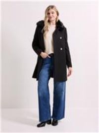 DOROTHY PERKINS Faux Fur Collar Dolly Coat 8