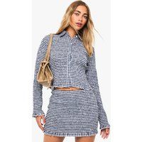 Womens Smocked Gingham Mini Skirt