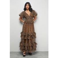 Warehouse Animal Maxi Dress Womens Occasion Dresses