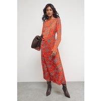 Warehouse Orange Midi Dress Womens Occasion Dresses