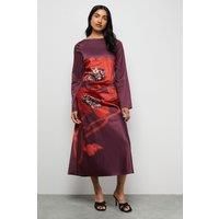 Warehouse Dark Red Midi Dress Womens Occasion Dresses